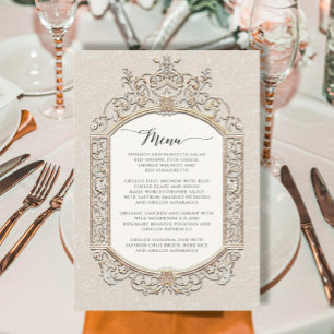 Menu ivoire et or Vintage victorien élégant