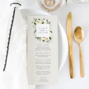 Menu Ivory Bloom   Aquarelle Mariage de cadre Floral