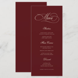 Menu Ivory & Burgundy Old Money Aesthetic Retro Wedding