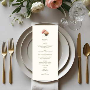 Menu Ivory Chic Fleur de Rose Mariage