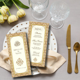 Menu Ivory Gold Damask Elegance Mariage musulman islami