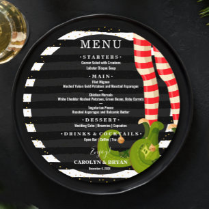 Menu Jambes de Lutin de Noël Rayure Noir et Blanc