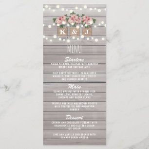 Menu Jar Mason Rustique Floral