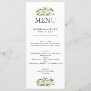 Menu Jardin antique Élégant Mariage botanique