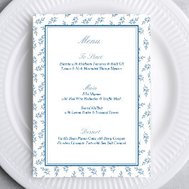 Menu Jardin Bleu intemporel Élégant Vieux Mariage d'arg