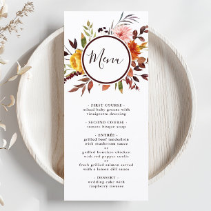 Menu Jardin d'automne Marsala Aquarelle Mariage