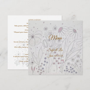 Menu Jardin de Fleurs Sauvages Élégant pour Mariage Car