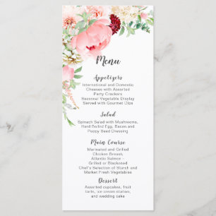 Menu Jardin de mariage sauvage aquarelle  