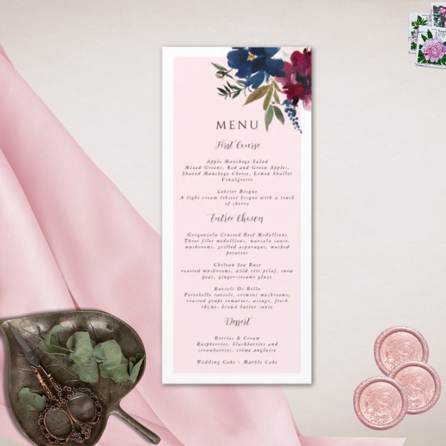 Menu Jardin enchanté Rose Blush Burgundy Navy (Créateur téléchargé)