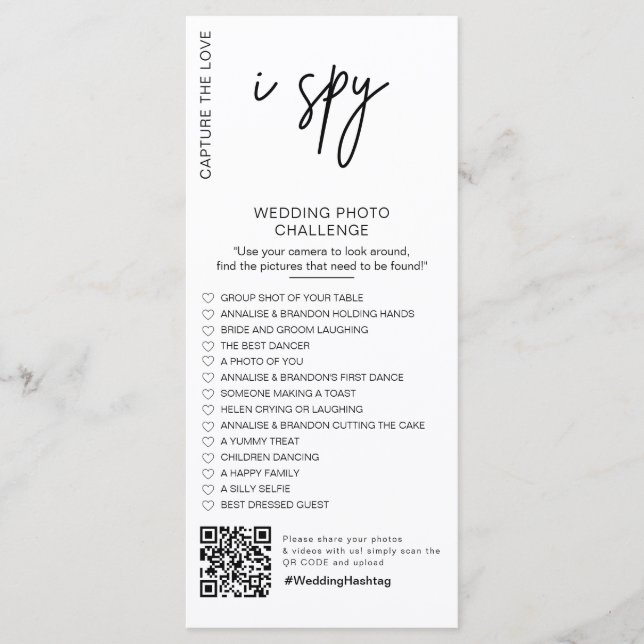 Menu J'espionne jeu mariage Capturer l'amour photo scav (Devant)