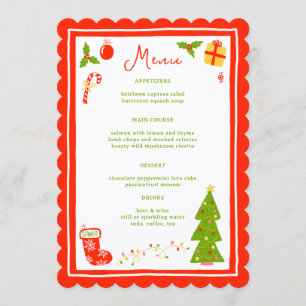Menu Jolis icônes de Noël personnalisés pour le dîner d
