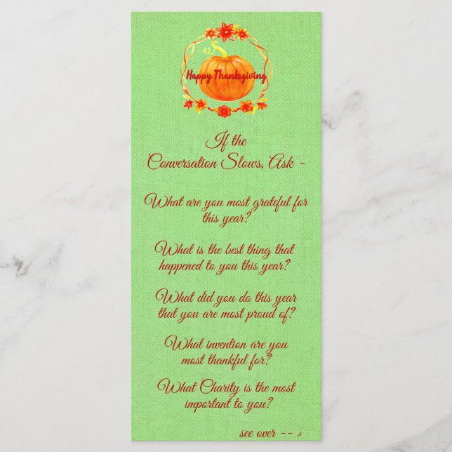 Menu Jouer avec Thanksgiving Citrouille Conversation St (Devant)