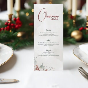 Menu Joyeuse aquarelle de Noël Berry d'hiver non photo
