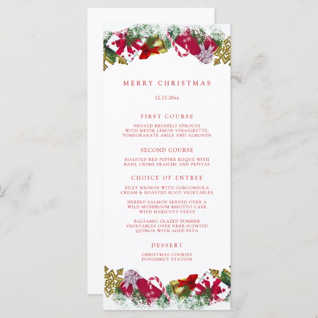 Menu Joyeuse fête de Noël (Devant / Derrière)