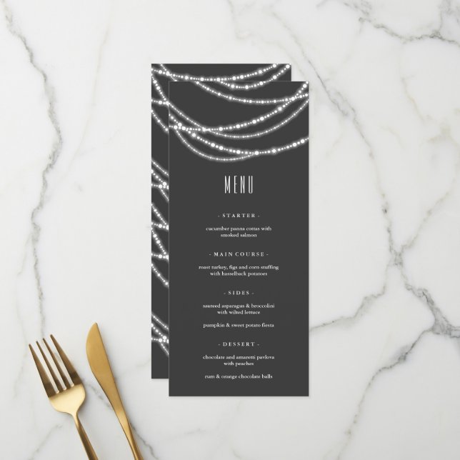 Menu Joyeux Noël Lumineux Guirlandes scintillantes Fête (Devant/Arrière en situation)