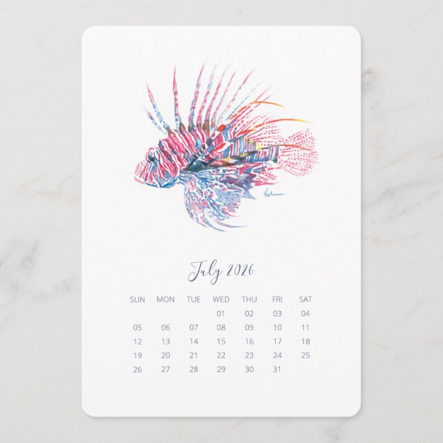 Menu Juillet Se tenir seul Calendrier Poissons tropicau (Devant)