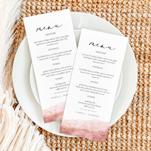 Menu JULIEN Dusty Rose Blush Pink Aquarelle Or Fleck