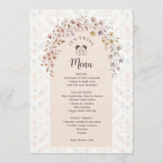 Menu Jumelles Capricieuses Fête de Naissance Fleurie Pa