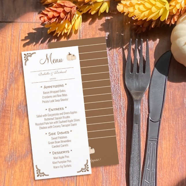Menü-Karte für Elegante Hochzeiten im Herbst Menükarte (Von Creator hochgeladen)