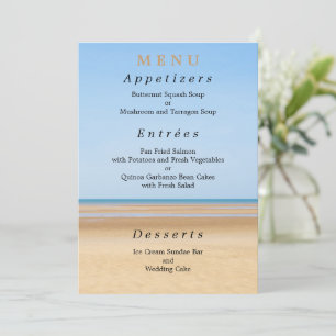 Menü-Karte für Hochzeiten am Strand Einladung