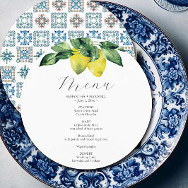 Menü-Karte für Hochzeiten Lemon und Amalfi Tile Menükarte