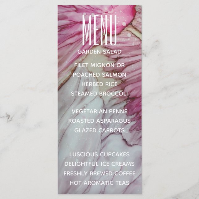 Menü-Karte für Hochzeiten Türkis und Lavendel Menükarte (Vorderseite)