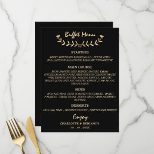 Menü-Karte für Schwarz-Gold-Hochzeitsbuffets Menükarte