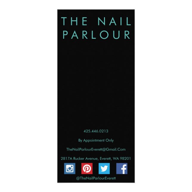 Menü-Karten von Black & Emerald Glitzer Nail Salon Werbekarte (Hinten)