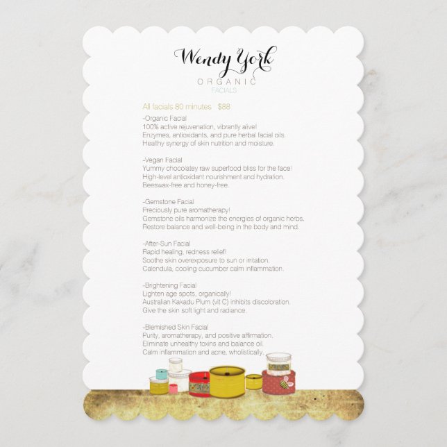 MENU Kerzen Scallope Honey Bee Menükarte (Vorderseite)