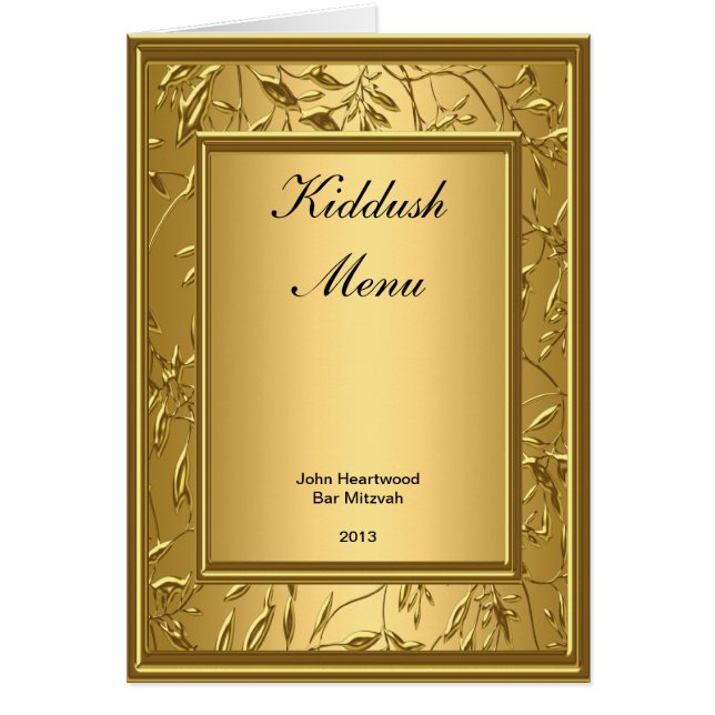 Menu Kiddush, Brunch, Bat Bar Mitzvah Populaire (Devant)