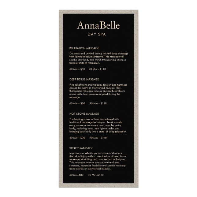 Menü "Kraft Border Black Wellness-Center Salon Pri (Vorne)