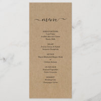 Menu Kraft pour Mariage ou autre occasion spéciale