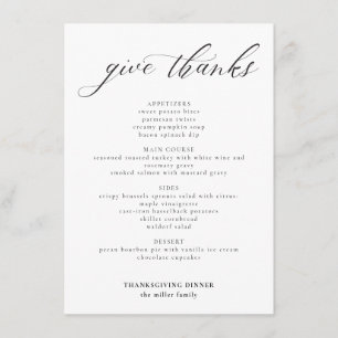 Menu La Calligraphie Moderne Donne Merci Thanksgiving