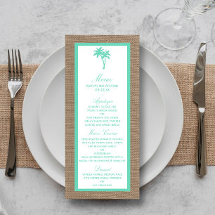 Menu La collection Tropical Palm Tree Beach Wedding