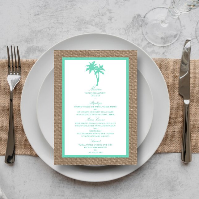 Menu La collection Tropical Palm Tree Beach Wedding (Créateur téléchargé)