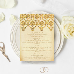 Menu La collection Vintage Glam Gold Mariage damassé