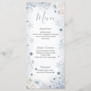 Menu La neige d'hiver en amour Fête des mariées de floc