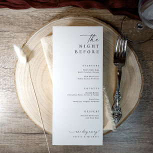 Menu La Nuit Avant Le Dîner De La Répétition Mariage