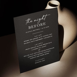 Menu La veille. Dîner de répétition mariage noir