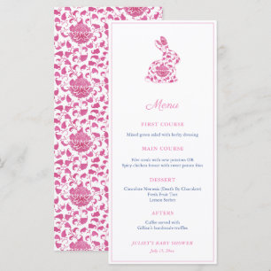 Menu Lapin de Chinoiserie Rose Fête de Mariage