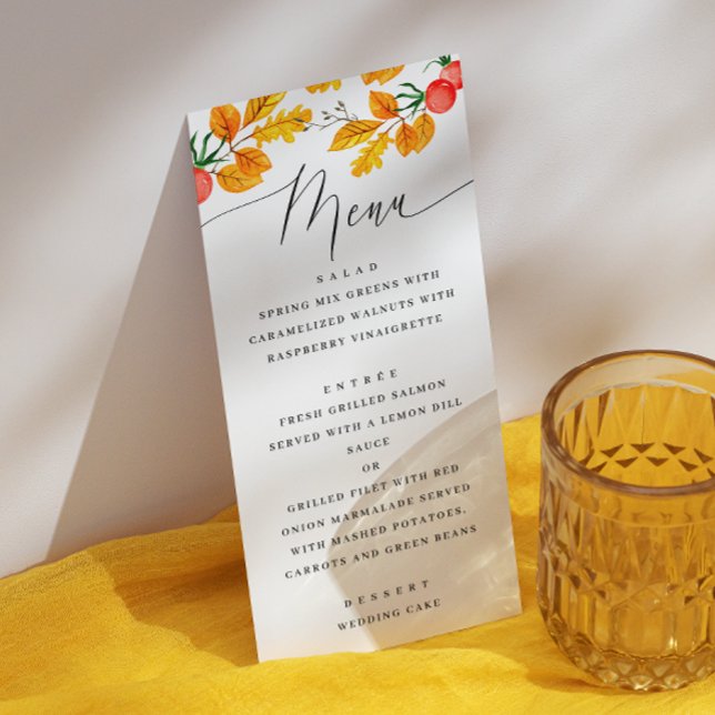 Menu L'aquarelle tombe mariage à fleurs. automne des fo (Créateur téléchargé)