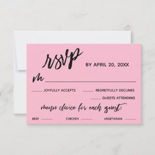 Menü "lässige Handschrift" Auswahl "Medium Pink" U RSVP Karte