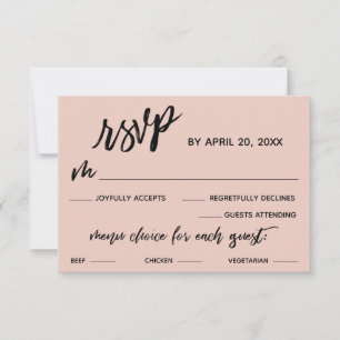 Menü "lässige Handschrift" - Auswahl zwischen rosa RSVP Karte