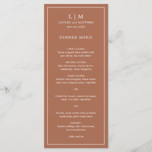 Menu Lauren Terracotta Monogramme Mariage élégant
