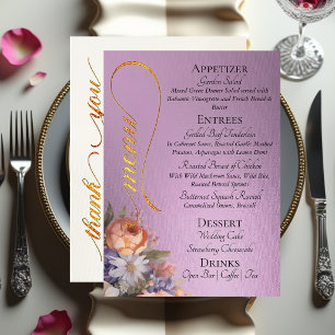 Menu Lavande - Monogramme, Fleurs sauvages & Merci 