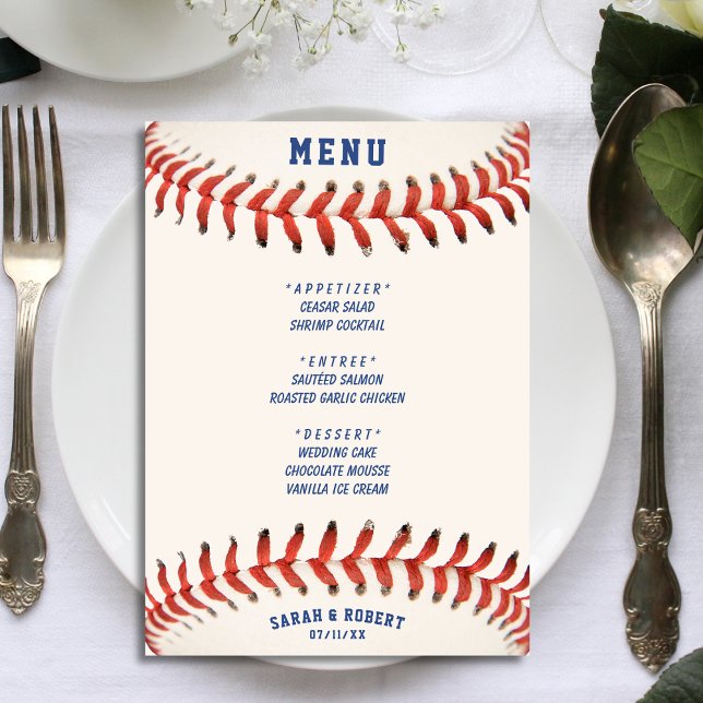 Menu Le Baseball La Réception De Mariage Parfaite (Baseball The Perfect Catch Wedding Reception Menu)