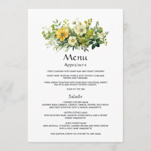 Menu Les nuances de Mariage floral vert