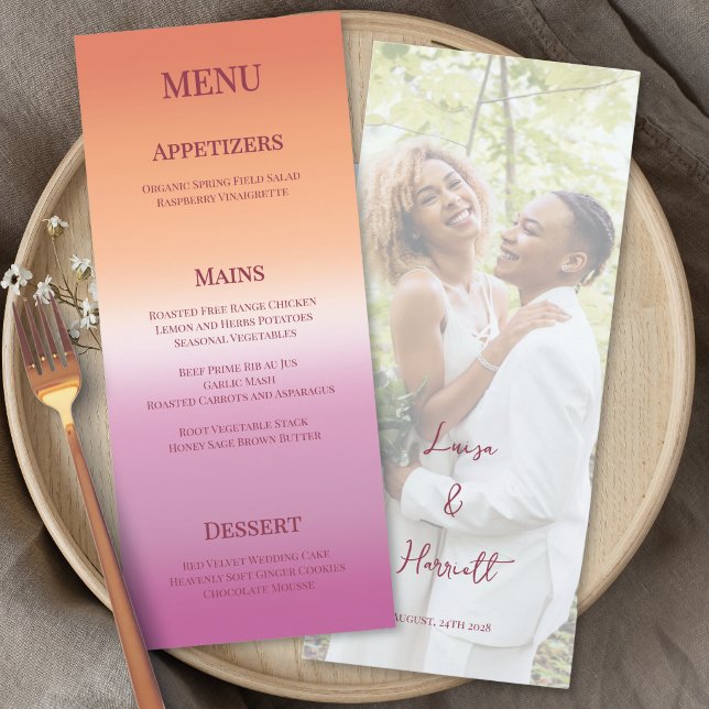 Menu Lesbian Wedding Photo Pride Flag Gradient (Créateur téléchargé)