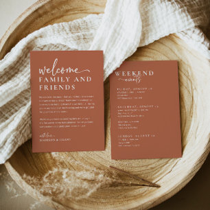 Menu Lettre de bienvenue du Mariage Boho Timeline Card