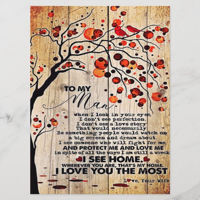 Menu Lettre mignonne au mari | Beau Cadeau Pour Mari (Devant)